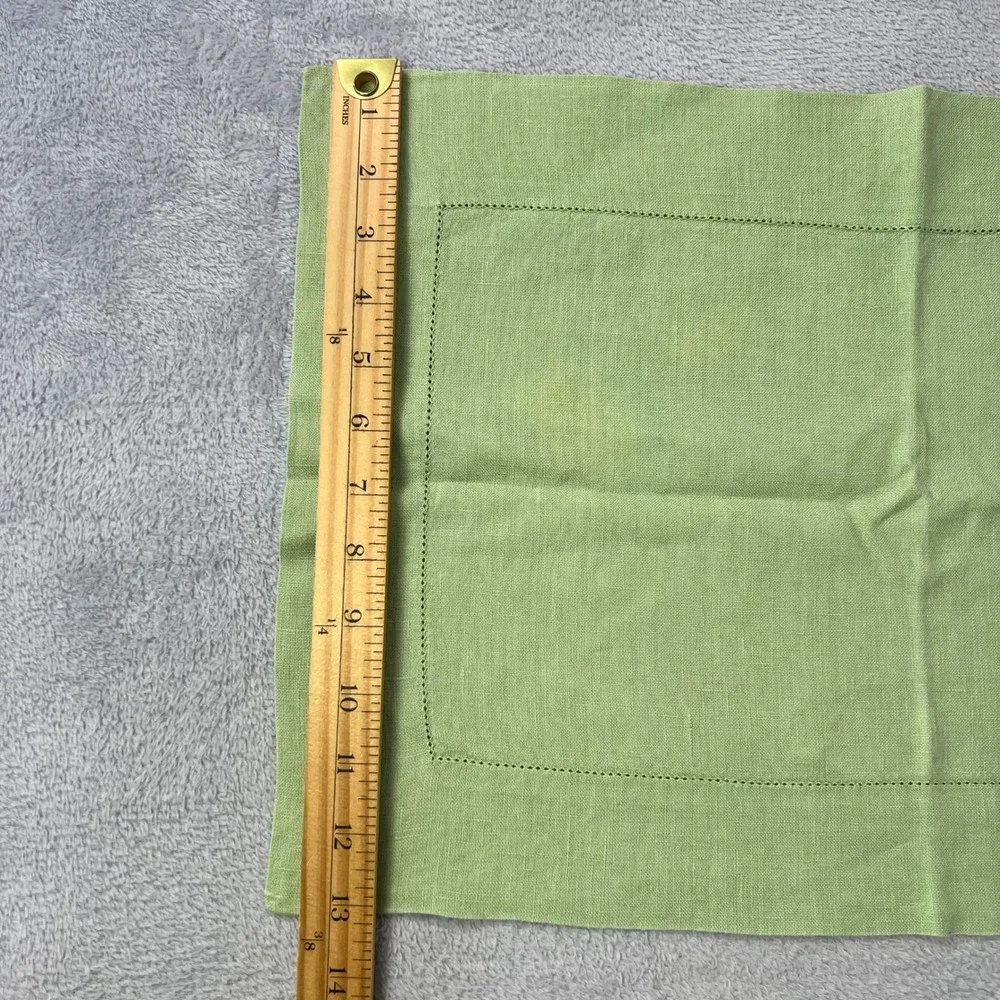 Bloomingdale's At‎ Home 100% Linen Napkins Set of 6 Green Hemstitch Lithuania